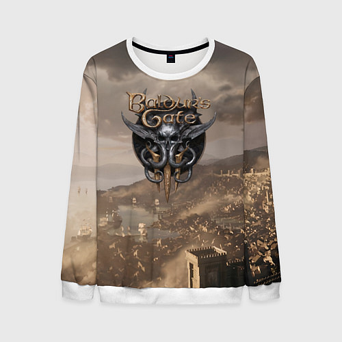 Мужской свитшот Baldurs Gate 3 Logo / 3D-Белый – фото 1