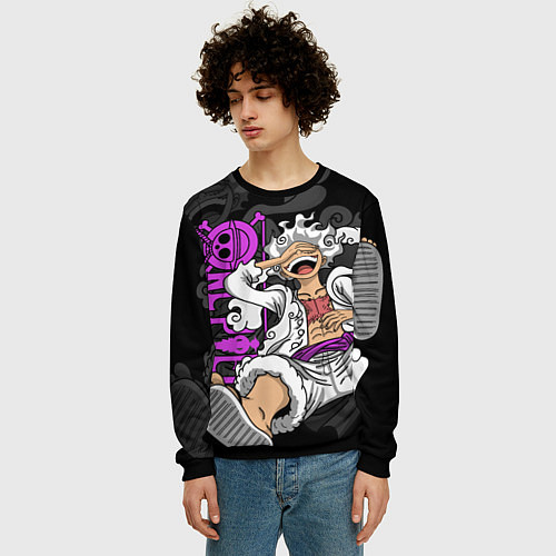 Мужской свитшот One piece - Gear 5- purple / 3D-Черный – фото 3
