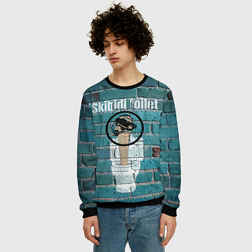 Мужской свитшот Skibidi toilet Graffiti / 3D-Черный – фото 3