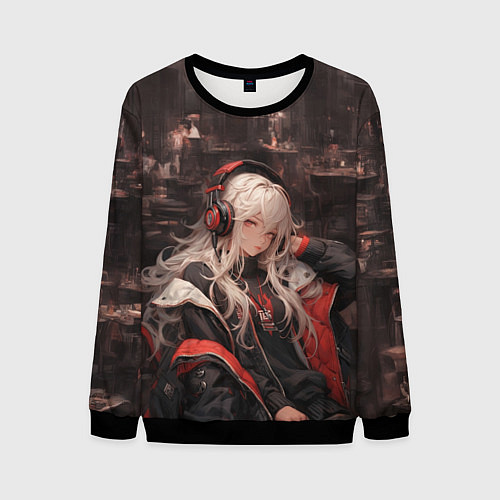 Мужской свитшот Девчонка меломанка / 3D-Черный – фото 1