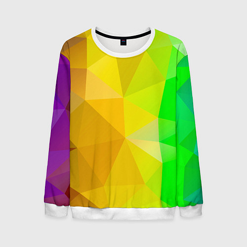 Мужской свитшот Жёлто-зелёная геометрия / 3D-Белый – фото 1