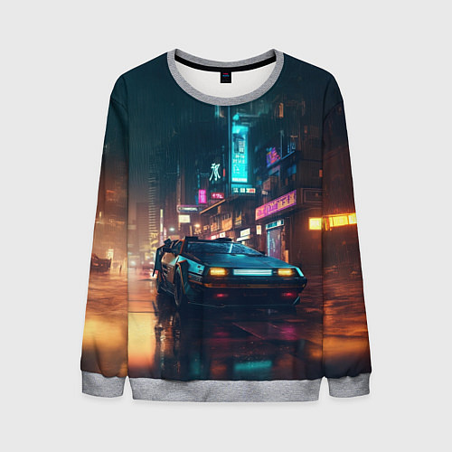 Мужской свитшот Пейзаж в стиле Бегущий по лезвию / 3D-Меланж – фото 1