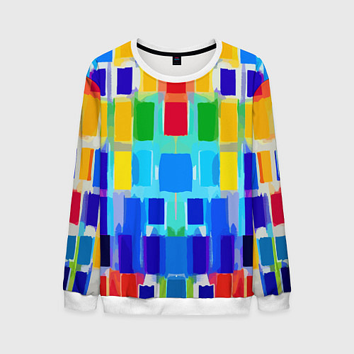 Мужской свитшот Colorful strips - pop art - vogue / 3D-Белый – фото 1