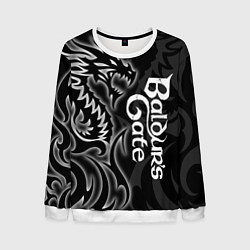 Свитшот мужской Балдурс гейт 3 - черный дракон, цвет: 3D-белый