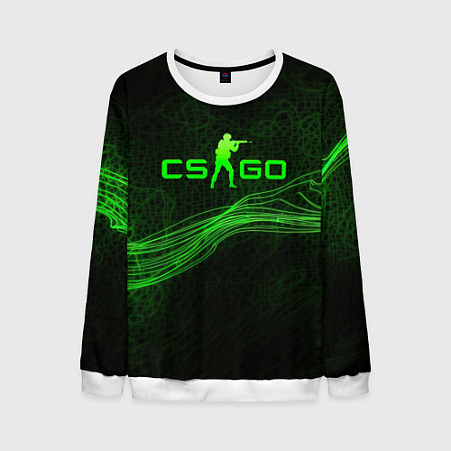 Мужской свитшот CSGO green abstract / 3D-Белый – фото 1