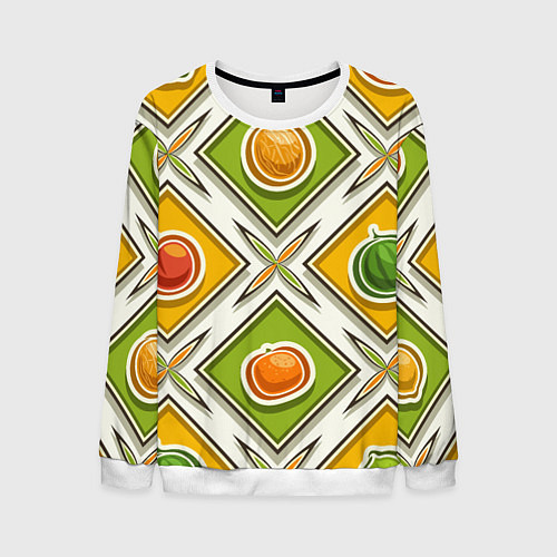 Мужской свитшот Fruits and berries pattern / 3D-Белый – фото 1