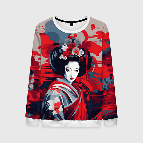 Мужской свитшот Geisha vector style / 3D-Белый – фото 1