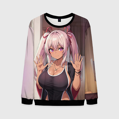 Мужской свитшот Милая аниме блондинка / 3D-Черный – фото 1