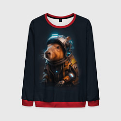 Свитшот мужской Cool capybara - cyberpunk - neural network, цвет: 3D-красный