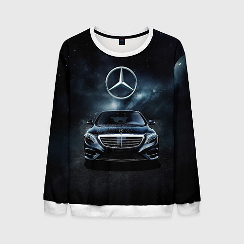 Мужской свитшот Mercedes Benz black / 3D-Белый – фото 1
