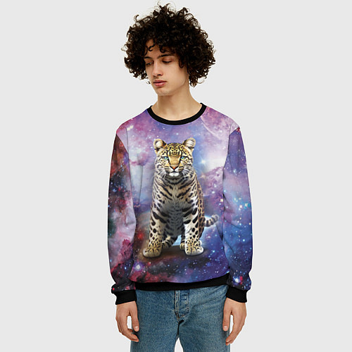 Мужской свитшот Space leopard / 3D-Черный – фото 3