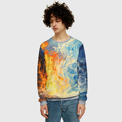 Свитшот мужской Вода и пламя абстракция, цвет: 3D-меланж — фото 2