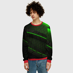 Свитшот мужской Зеленая абстракция со светом, цвет: 3D-красный — фото 2