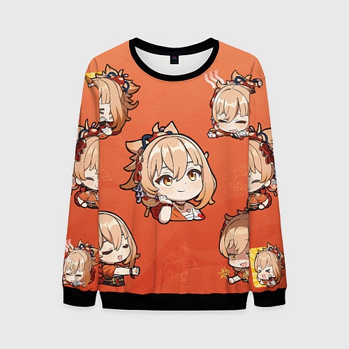 Мужской свитшот Chibi Yoimiya Genshin Impact / 3D-Черный – фото 1