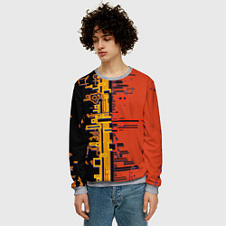 Свитшот мужской Кибер-глитч красный, цвет: 3D-меланж — фото 2