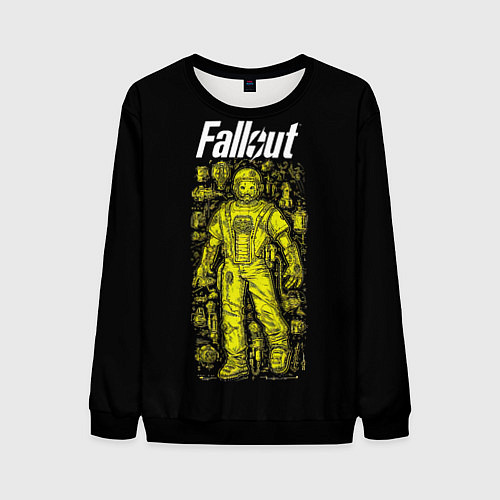 Мужской свитшот Фалаут желтая силовая броня / 3D-Черный – фото 1