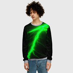 Свитшот мужской Зеленый разряд молнии, цвет: 3D-меланж — фото 2