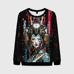 Свитшот мужской Японская девушка-андроид, цвет: 3D-черный