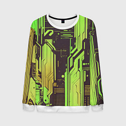 Мужской свитшот Кибер схемы кислотно-зелёные