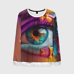 Свитшот мужской Разноцветная краска и глаз, цвет: 3D-белый