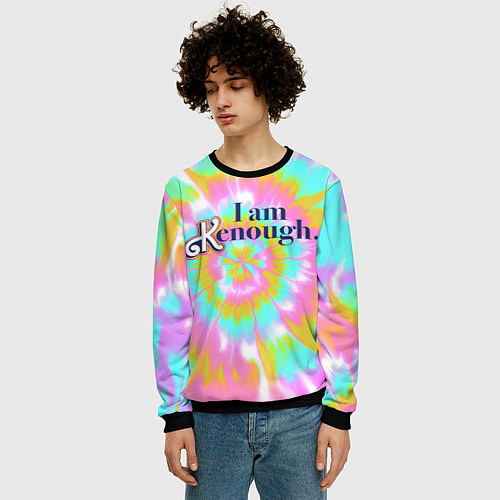 Мужской свитшот I am Kenough - retro tie-dye / 3D-Черный – фото 3