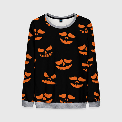 Мужской свитшот Рожицы тыквы / 3D-Меланж – фото 1