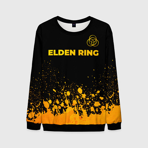 Мужской свитшот Elden Ring - gold gradient: символ сверху / 3D-Черный – фото 1