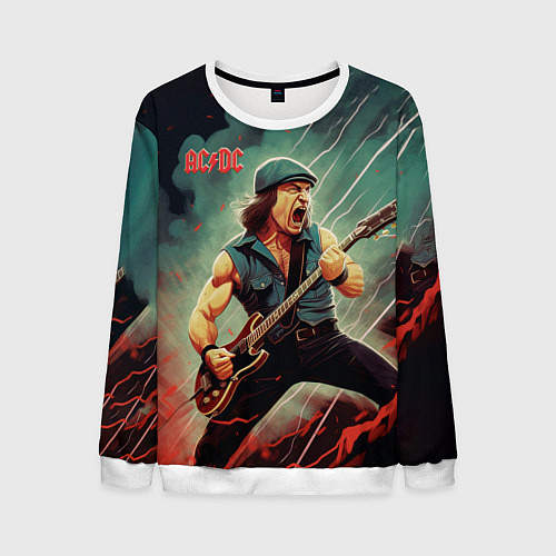 Мужской свитшот AC DC rock / 3D-Белый – фото 1