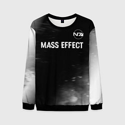Свитшот мужской Mass Effect glitch на темном фоне: символ сверху, цвет: 3D-черный