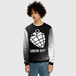 Свитшот мужской Green Day glitch на темном фоне, цвет: 3D-черный — фото 2