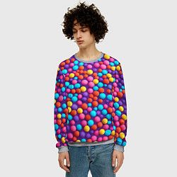 Свитшот мужской Паттерн разноцветные шарики - нейросеть, цвет: 3D-меланж — фото 2