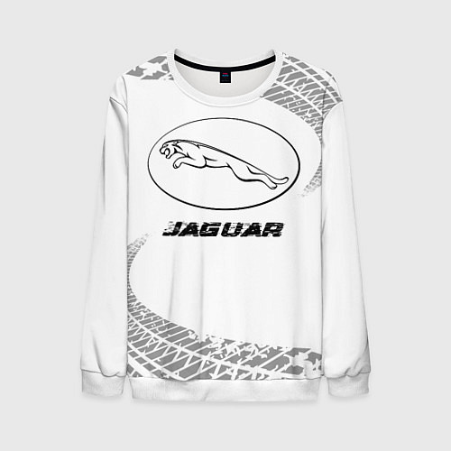 Мужской свитшот Jaguar speed на светлом фоне со следами шин / 3D-Белый – фото 1