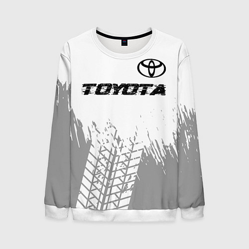 Мужской свитшот Toyota speed на светлом фоне со следами шин: симво / 3D-Белый – фото 1