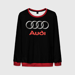 Свитшот мужской Audi sport на чёрном, цвет: 3D-красный