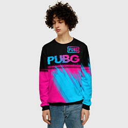 Свитшот мужской PUBG - neon gradient: символ сверху, цвет: 3D-черный — фото 2