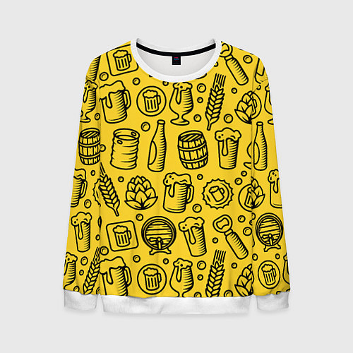 Мужской свитшот Пиво и аксессуары - жёлтый / 3D-Белый – фото 1