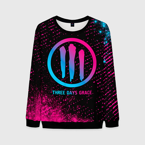 Мужской свитшот Three Days Grace - neon gradient / 3D-Черный – фото 1