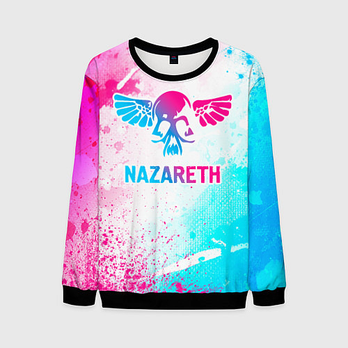 Мужской свитшот Nazareth neon gradient style / 3D-Черный – фото 1