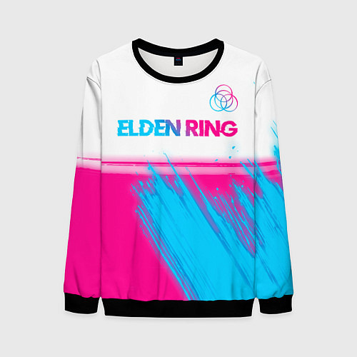 Мужской свитшот Elden Ring neon gradient style: символ сверху / 3D-Черный – фото 1