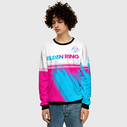 Свитшот мужской Elden Ring neon gradient style: символ сверху, цвет: 3D-черный — фото 2