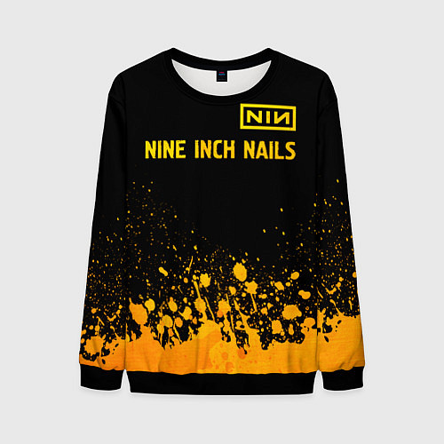 Мужской свитшот Nine Inch Nails - gold gradient: символ сверху / 3D-Черный – фото 1