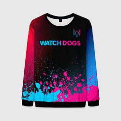 Мужской свитшот Watch Dogs - neon gradient: символ сверху