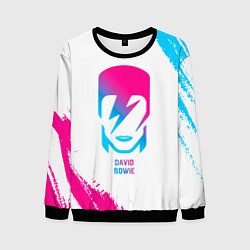 Свитшот мужской David Bowie neon gradient style, цвет: 3D-черный