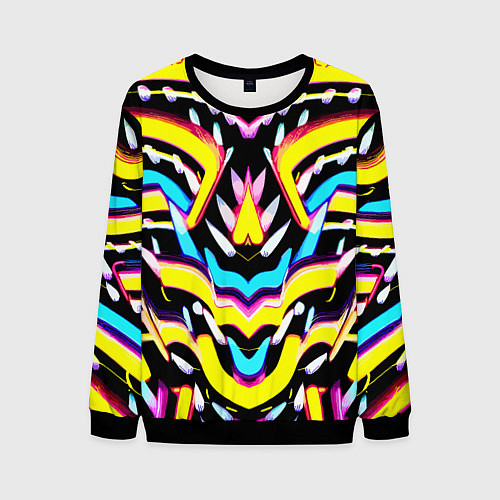 Мужской свитшот Abstract mirrow pattern - neural network / 3D-Черный – фото 1