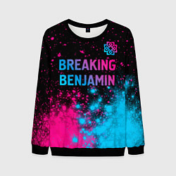 Свитшот мужской Breaking Benjamin - neon gradient: символ сверху, цвет: 3D-черный