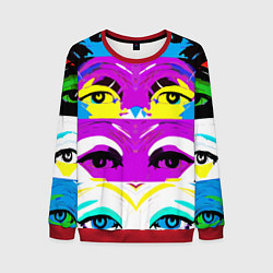 Свитшот мужской Eyes - pop art - neural network, цвет: 3D-красный