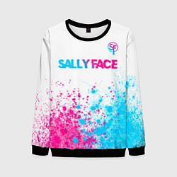 Мужской свитшот Sally Face neon gradient style: символ сверху