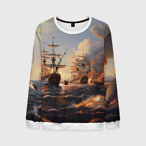 Мужской свитшот Морское сражение / 3D-Белый – фото 1