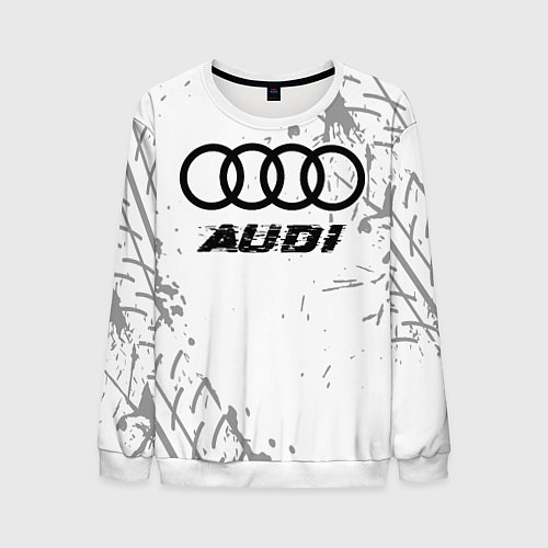 Мужской свитшот Audi speed на светлом фоне со следами шин / 3D-Белый – фото 1