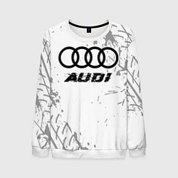 Мужской свитшот Audi speed на светлом фоне со следами шин